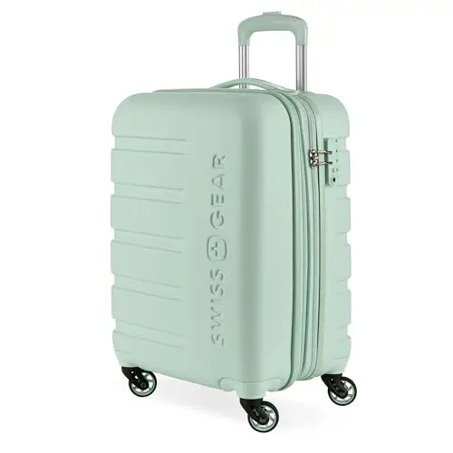 

SwissGear 7366 Signature Hardside Expandable Luggage with Spinner Wheels, TSA Lock, Cup-Holder, Clearly Aqua, Carry-On 19-Inch