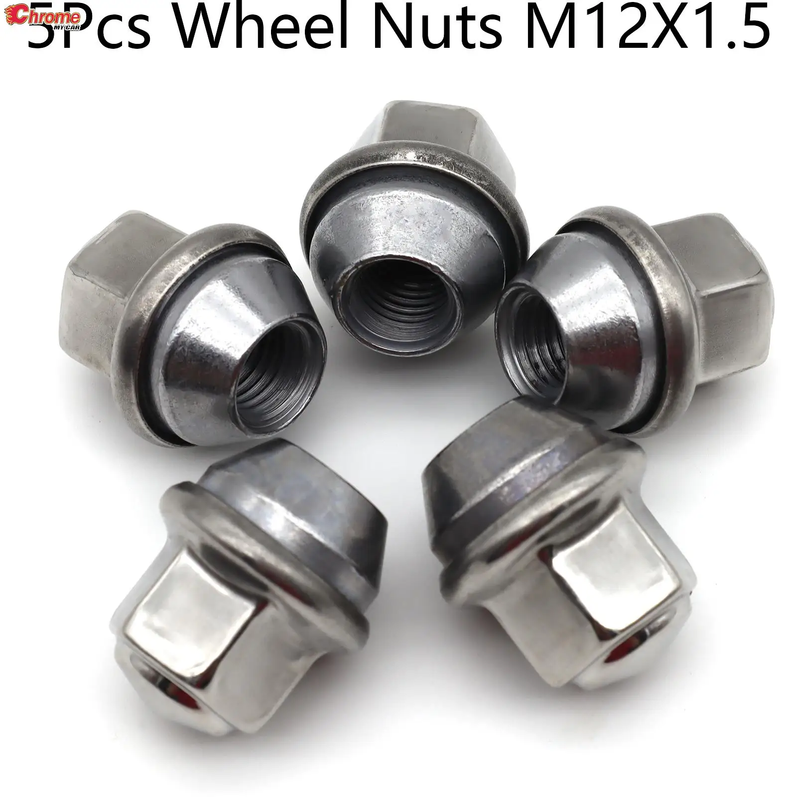 5x For Ford KA Transit Ranger Mondeo Kuga Focus Fiesta Car Wheel Bolts Lug Nuts M12X1.5 Silver 2434886 2179620 Tyre Accessories