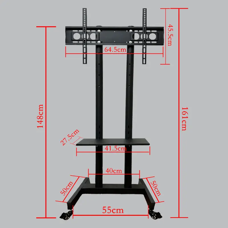 TV floor bracket non-punching universal mobile TV hanger horizontal and vertical screen rotation live broadcast cart with wheels