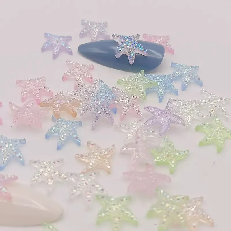 100 Stück neue Mini-Seestern mit flacher Rückseite, Kunstharz, Scrapbooking, DIY, Schmuck, Handwerk, Dekoration, Zubehör, A41