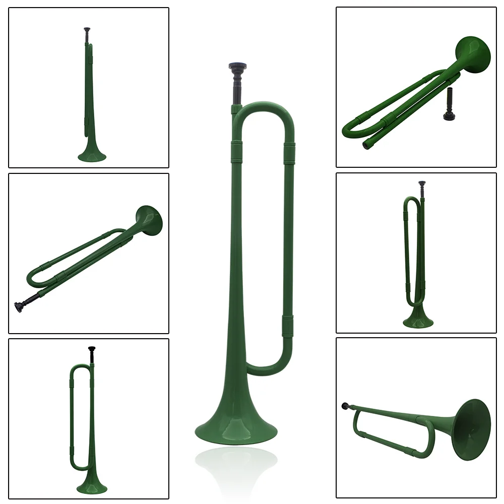 B Flat Green Bugle Trumpet School Band Cavalry Plastic Horn Cavalry Trumpet With Mouthpiece Musical Instrument Children's Gifts