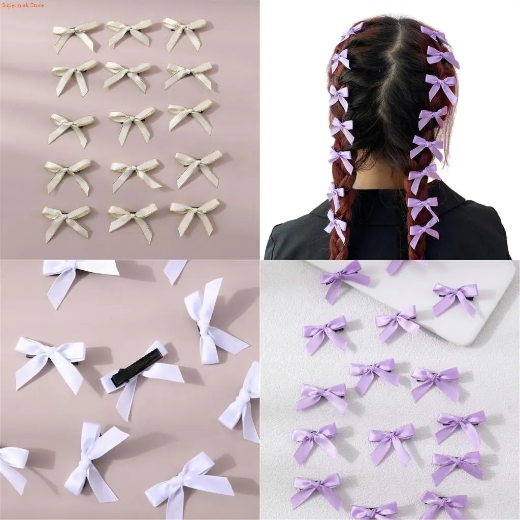 

Q5WE 15Pcs Mini Bowknot Hair Clip Hair Ribbon Clips for Christmas Birthday