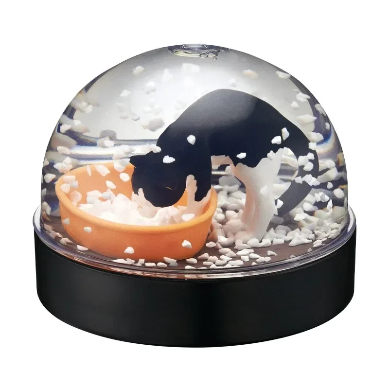 Twisted Egg Scale Model Japanese Twist Egg Cat Crystal Ball 2 Snowflake Ornaments Desktop Collection Figure Model Toys