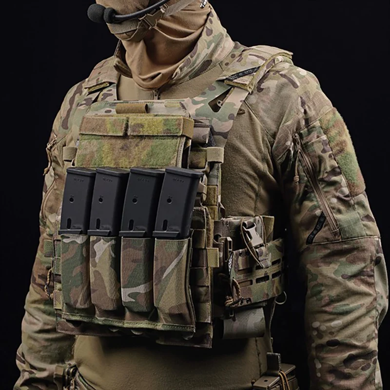 Tactical Quadruple Mag Pouch For MP5 MP7 KRISS Tactical Modular MOLLE SGM Fast Magazine Pouch Hunting Airsoft Vest Accessories view 6