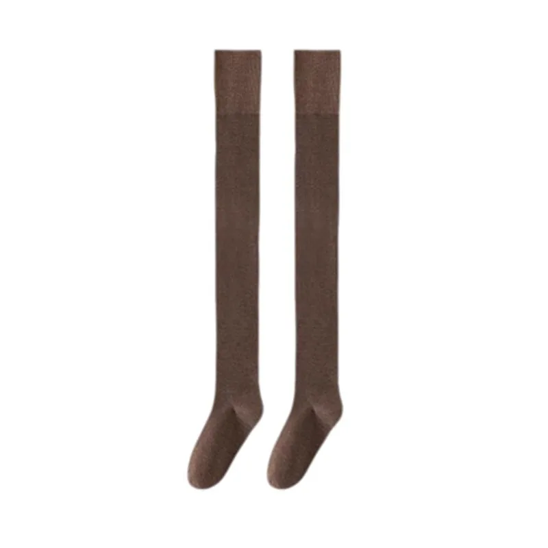 1 Pair Women's Thick Warm Thigh-High Stockings Fall Winter Knee-Length Anti-Slip High-Top Leg and Knee Length Fluffy Long Socks