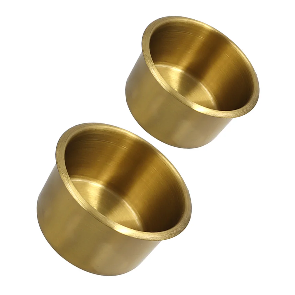 

2Pcs Car Cup Holder Insert Brass Drop-in Beverage Holder for Sofa Rv Boat Truck Table Armrest Multifunctional Drink Storage