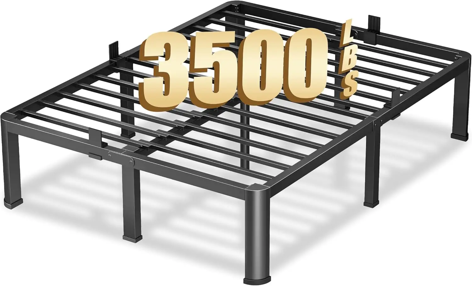 

Прочная металлическая платформа для кровати грузоподъемностью 3500 фунтов с круглыми ножками и конструкцией против скрипа – быстрая сборка, не требует пружинного основания.