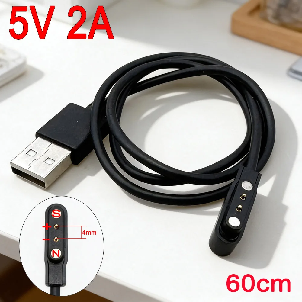 

2Pin Pogo Magnet Cable for Kids Smart Watch Charging CableUSB4.0Cable for Q750S T88 A20 A20S TD05 V6G Magnetic charge connector
