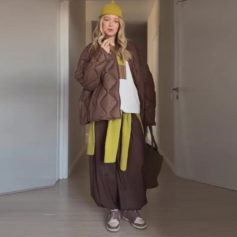 Fashion Solid Women's Cotton Coats O-Neck Full Sleeve Loose Zippers Lady Thicken Padded Coat 2026 Winter Casual Female Jackets