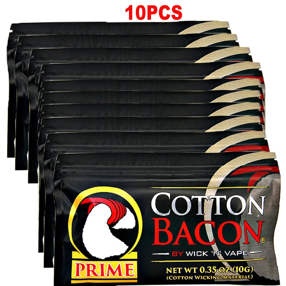 10Pack/5Pack Organic Cotton Bacon Prime DIY Mesh Wire Coil Tool for Zeus X Mesh Kylin Mini V2 M Pro BSKR V3 B3 Tank RDA RTA