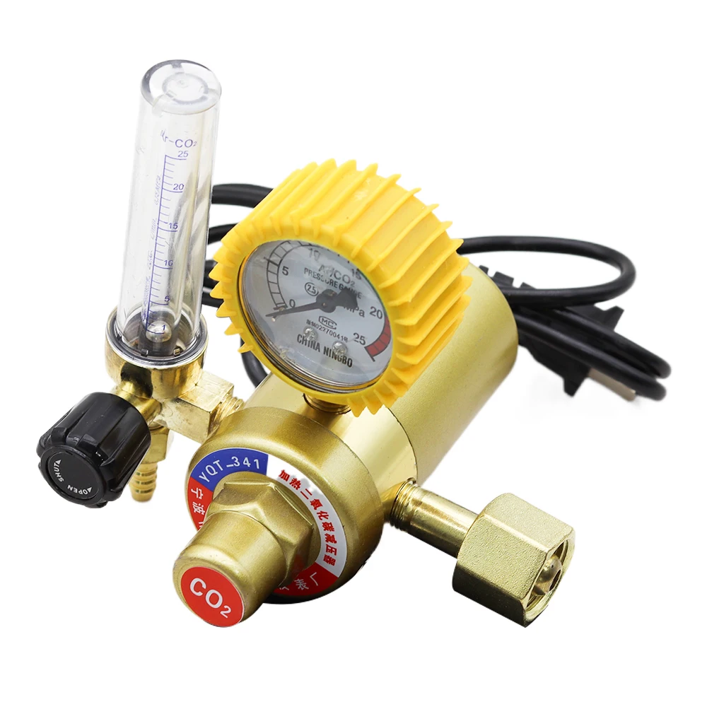 36/110/220V CO2 Pressure Regulator Carbon Dioxide Pressure Reducer Heated Pressure Gauge Meter Flowmeter For MIG/TIG Welding