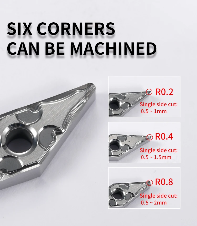 VNMG160402 VNMG160404 VNMG160408-HA H01 Hartmetall Einsatz für Aluminium MVJNR/L Externe Drehen Tool Klinge Drehmaschine Teile CNC Cutter – Detail 6