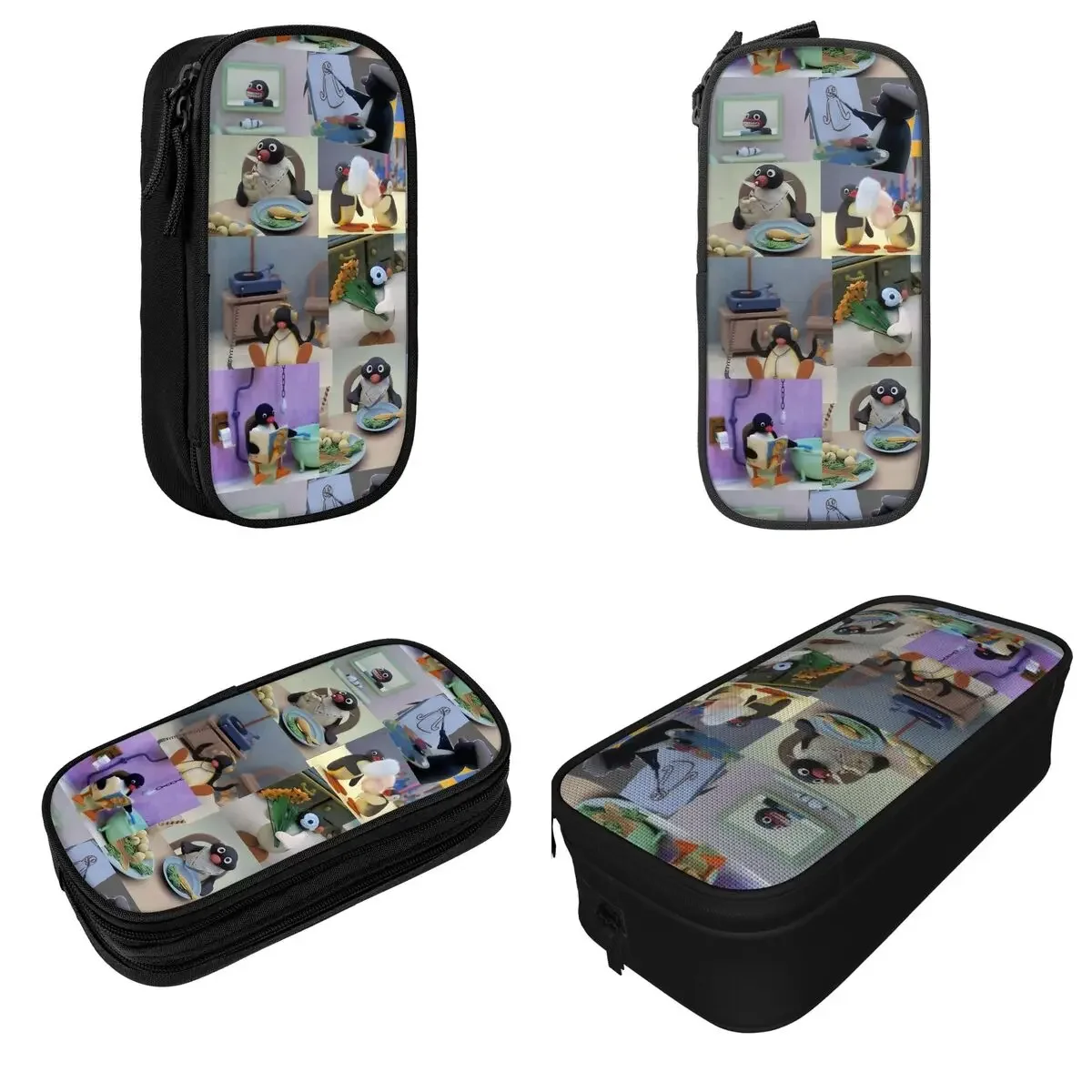 Noot Pingu Pencil Case Fun Penguin Cartoon Pen Box Bags Student Big Capacity Office Gift Pencilcases