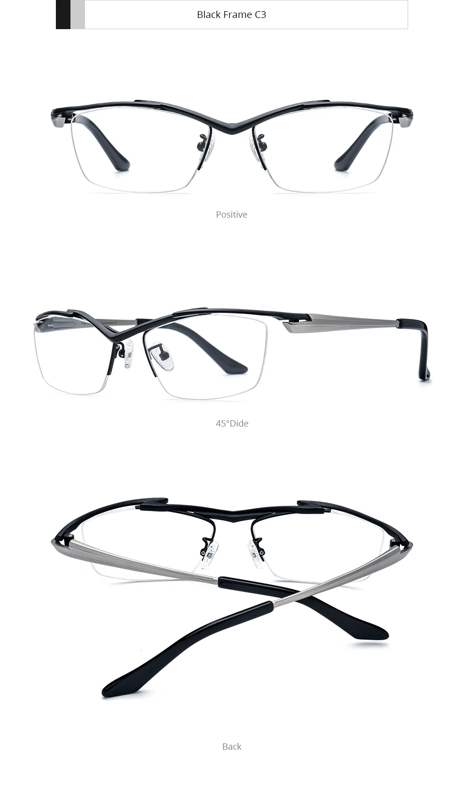 FONEX Titan-Brillengestell für Herren, Markendesign, halbrandlose quadratische Brille, halbrandige japanische ultraleichte Brille 85763 – Detail 9