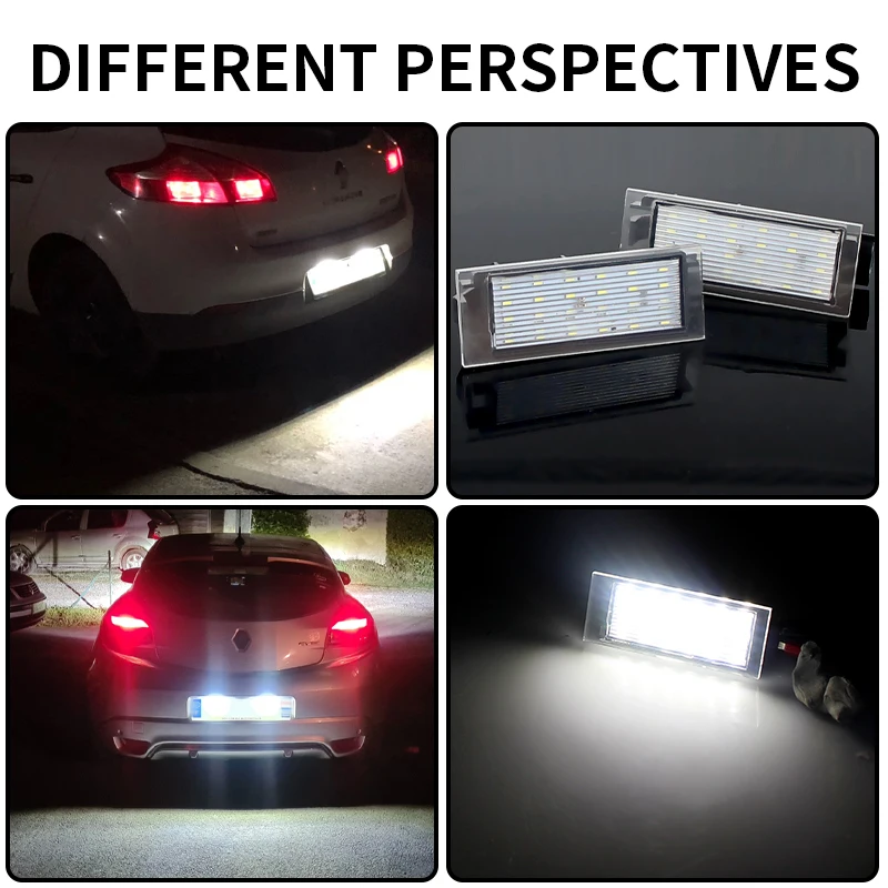 2PCS LED Number License Plate Light Canbus For Renault Clio 05-14 Grand Tour 13-19 Espace 15-21 Kangoo 08-20 Koleos 16-20 Kadjar