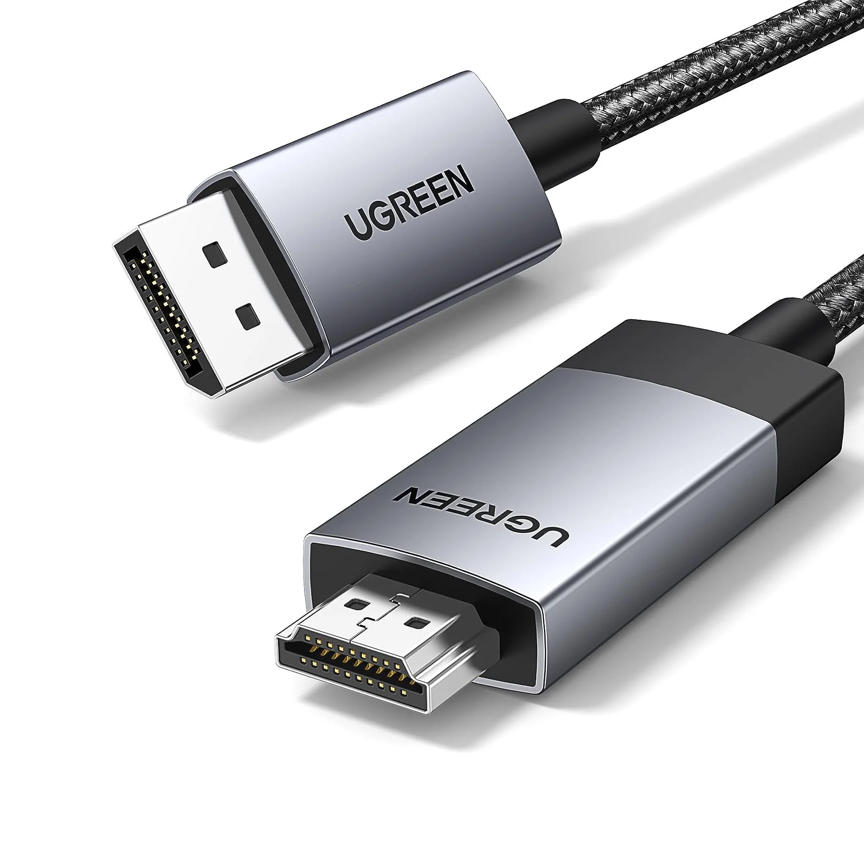 Кабель UGREEN DisplayPort-HDMI 4K@60Hz HDR, активный, DP 1.2-HDMI 2.0, алюминиевая оплетка, одноканальный преобразователь DP-HDMI