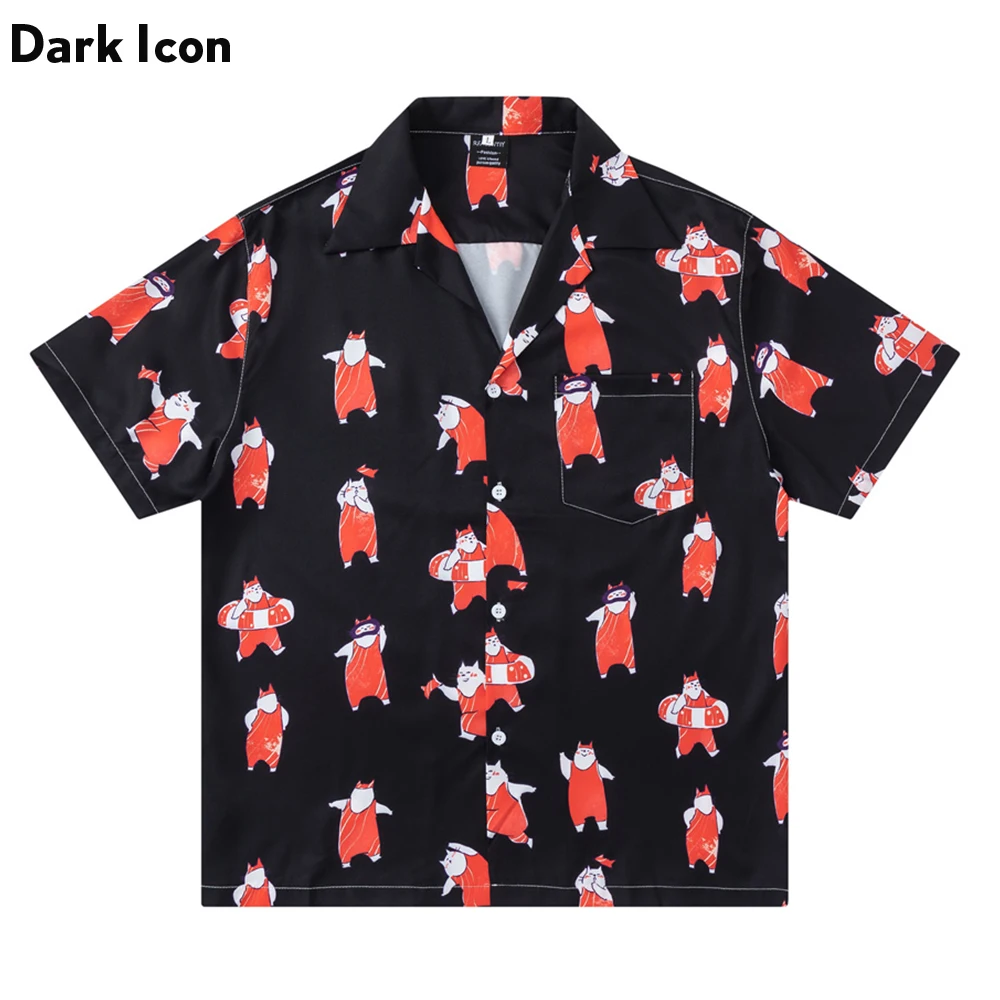 Гавайские рубашки с 3Dцифровым принтом для мужчин и женщин с коротким рукавом