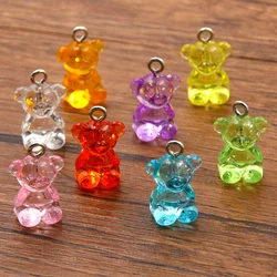 10Pcs 12*20mm 8 Color Wholesale Transparent Bear Charms Resin Cabochons Candy Necklace Keychain Pendant DIY Making Accessories