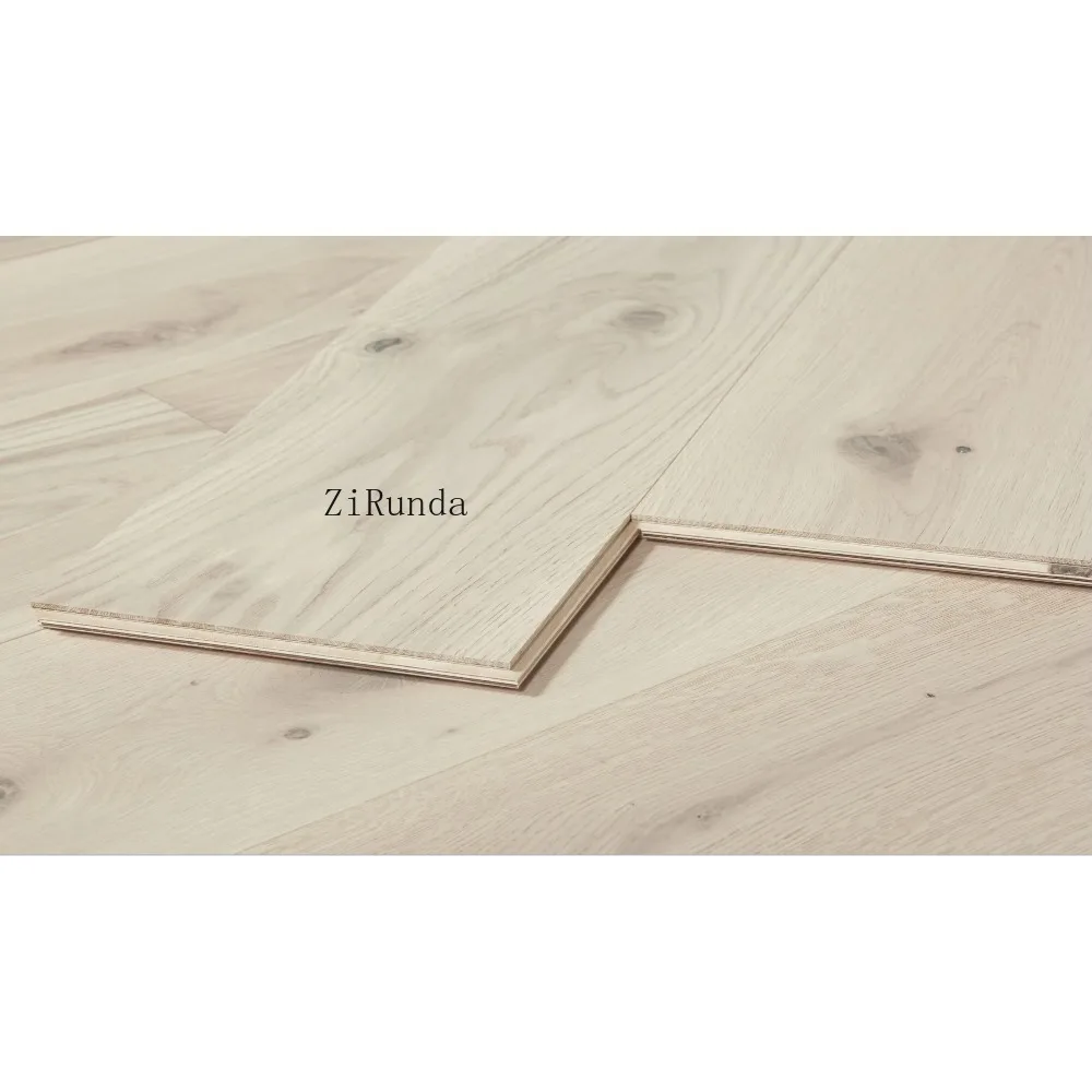 カスタマイズ版 モダン多層18mm高級オークフローティングエンジニアードウッドフローリング、ブラッシュドベニヤフローリング
