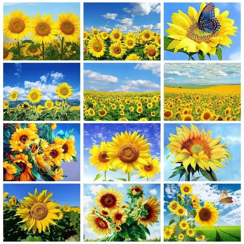 CHENISTORY 5D Diamond Painting With Frame DIY Crafts Cross Stitch Sunflowers Crystal Mosaic Embroidery Home Decors For Adults