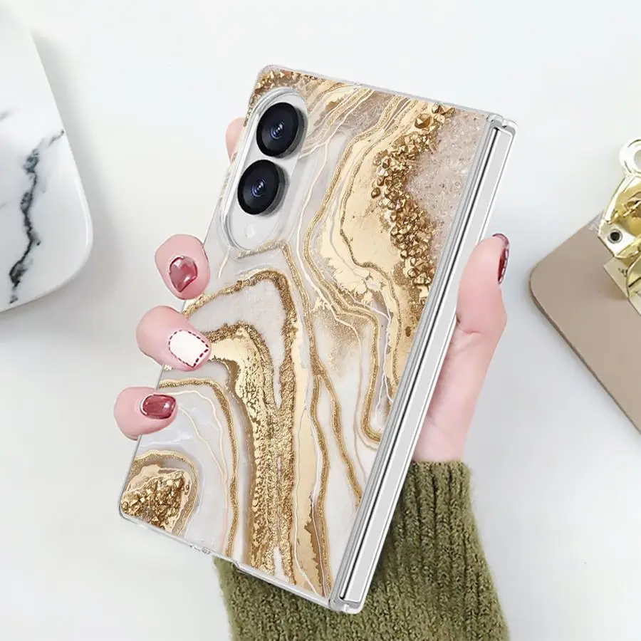 Pink Skull Floral Transparent Phone Cover Case for Samsung Galaxy Z Fold 8 ZFold 8 PC Hard Luxury ZFold8