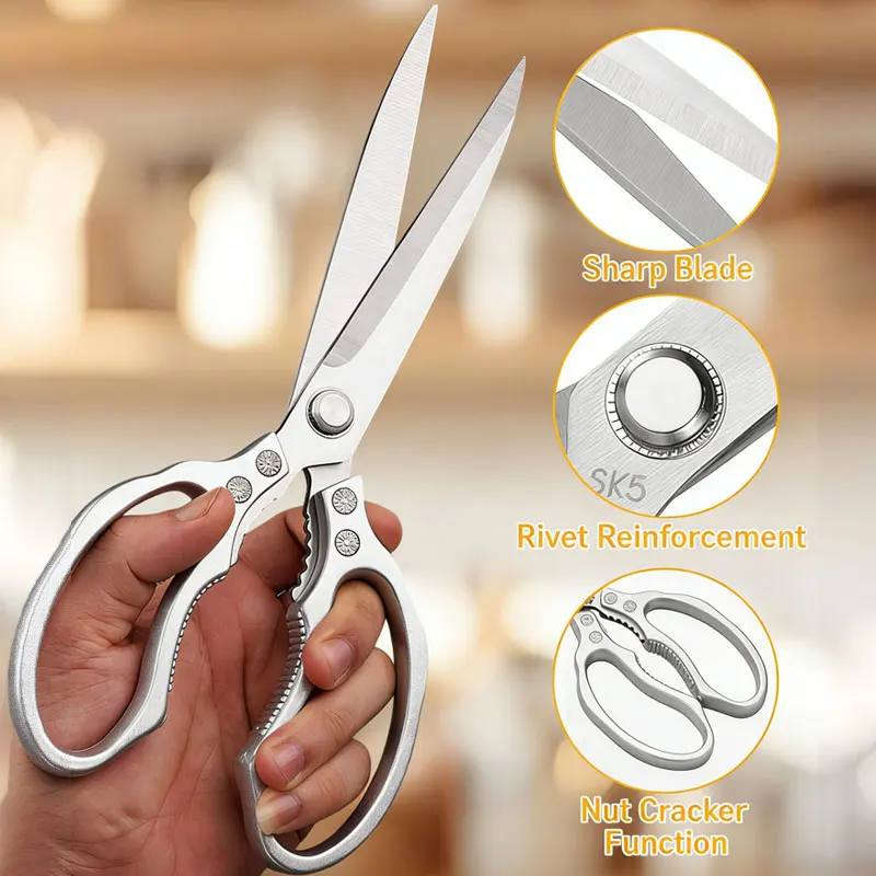 

Kitchen Shears Heavy Duty Stainless Steel Poultry Scissors for Cutting Chicken Bone Fish Meat Bbq Vegetables Dishwasher Safe