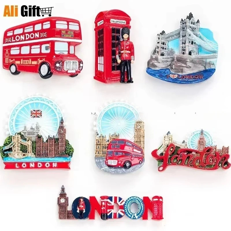 Cartoon British Travel Souvenirs Magnetic Refrigerator Stickers Resin Decoration Crafts Home Decoration Gift