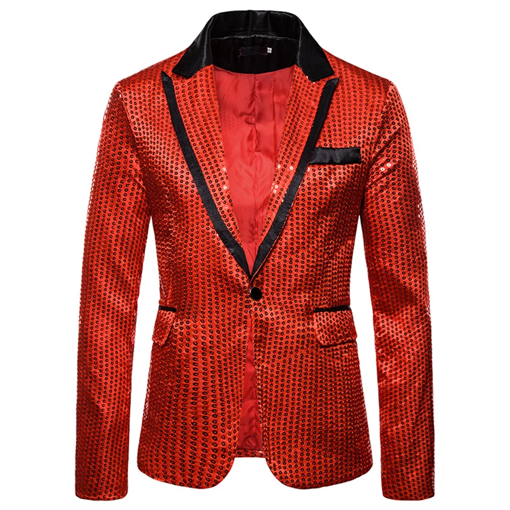 

Fashion Men's Shiny Sequined Decorated Blazers Jacket Night Club Graduation Man Suits Coat Stage Performance Tops