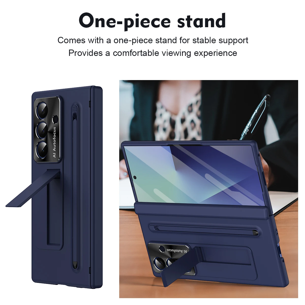 Imagen 5: Funda rígida con soporte para Samsung Galaxy Z Fold 7, película de vidrio templado, cubierta trasera protectora para Samsung Z Fold7 6 5 4.