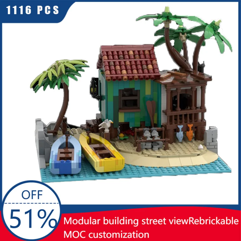 

1116 PCS Famous Film City Island town Innovative MOC Building Block Model Children's Diy Educational Surprise Toys Birthday Gift
