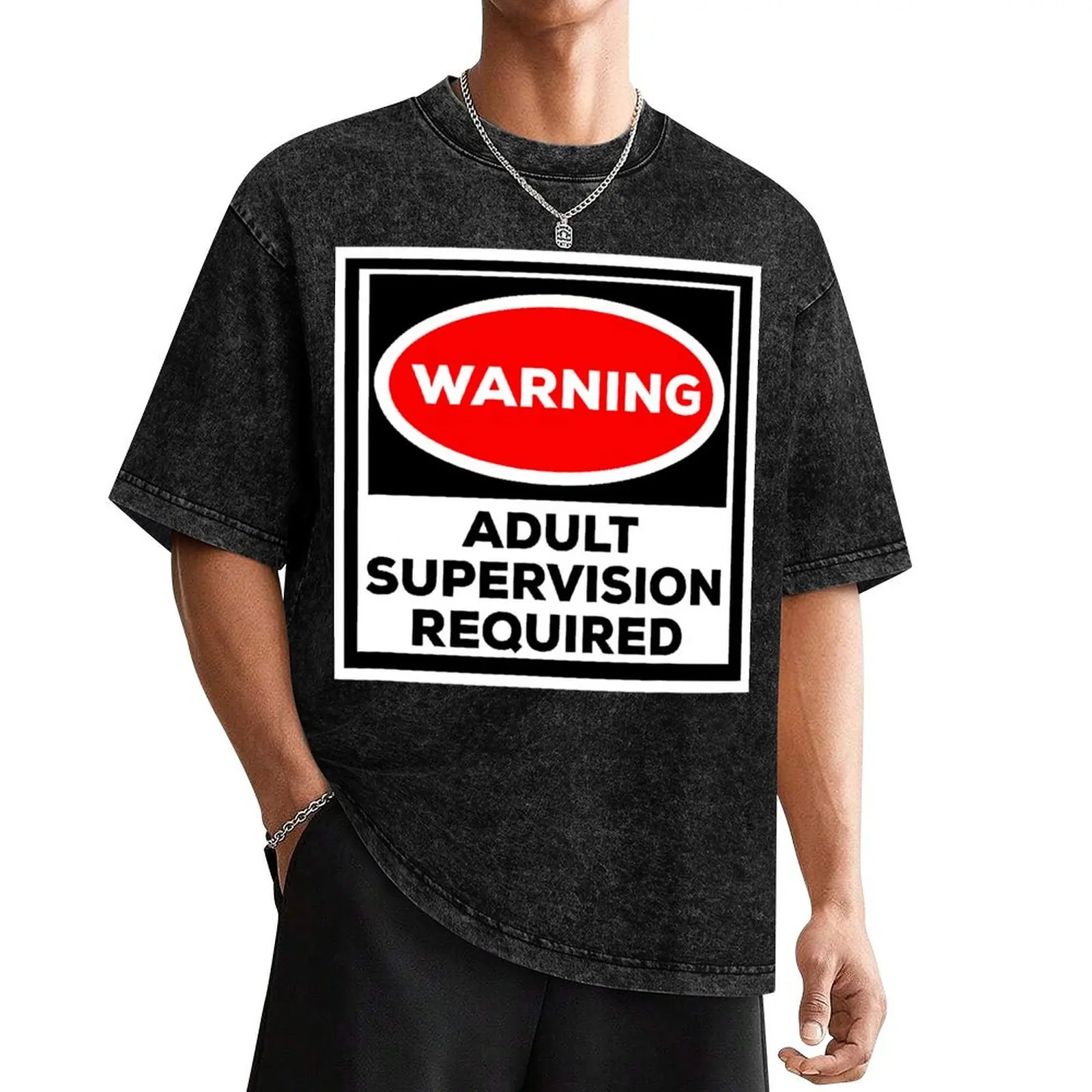 Funny Shirt Warning Adult Supervision Required T-Shirt street wear anime t shirts heavyweights mens graphic t-shirts pack