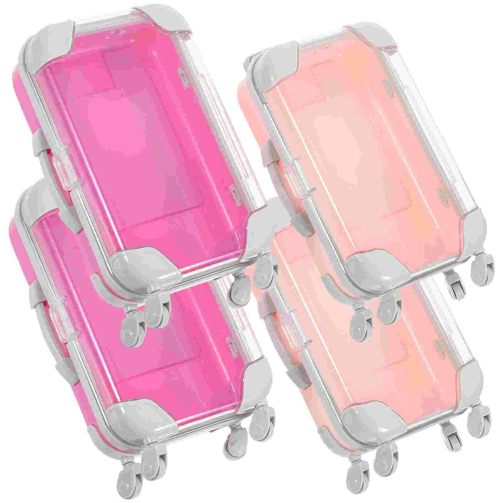 

4 Pcs Clear Gift Boxes Simulation Trolley Case Mini Suitcase Bag Purse Makeup Travel Hard Shell