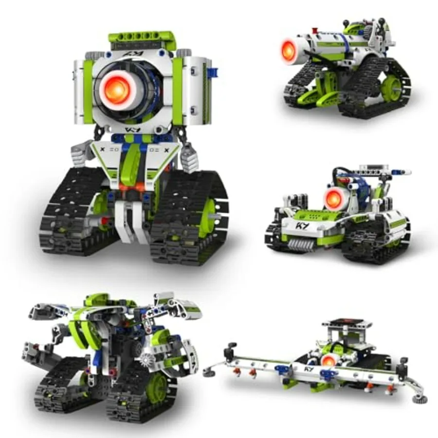 

Набор для робототехники STEM для детей 8-12 лет, 337 деталей, с дистанционным управлением через приложение, конструктор робота, развивающая STEM-игрушка в серо-синих тонах