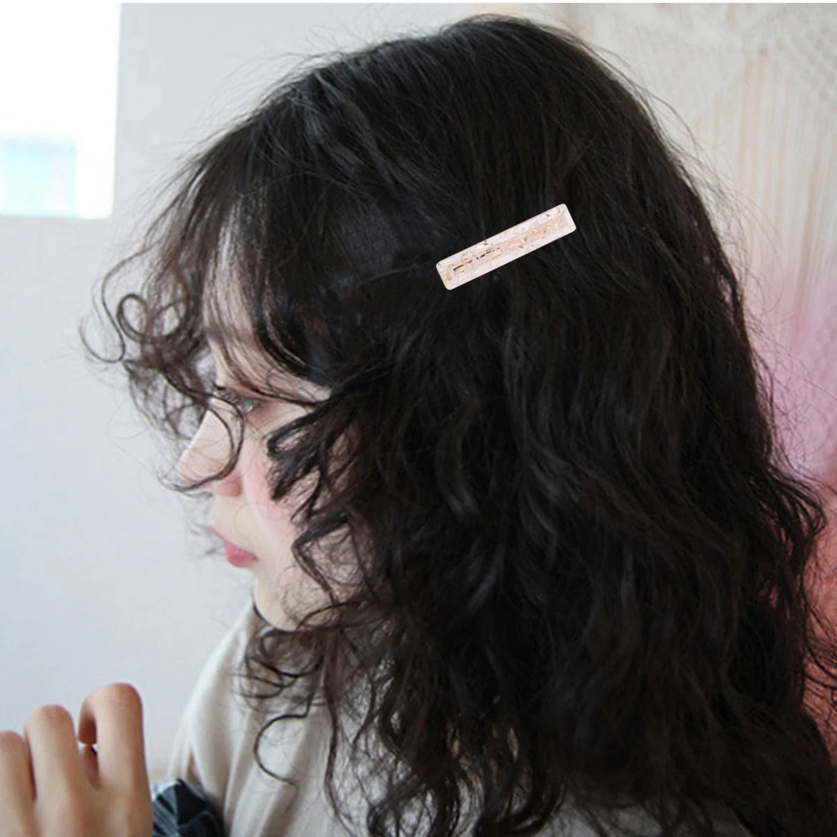 

3pcs Crystal Hairpin Jelly Shell Clips Women Girl Acetic Acid Beige Duckbill Barrettes Elegant Hair Accessories for Dress Up