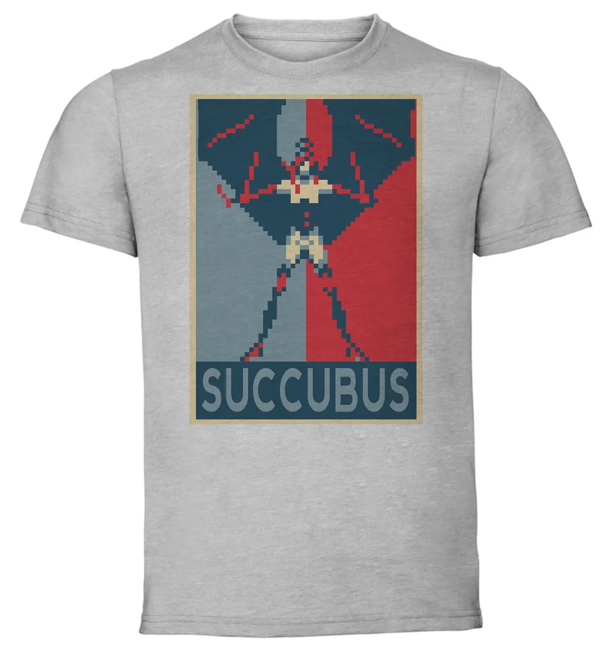 T-Shirt Unisex Grey Propaganda Pixel Art Castlevania Symphoni Of The Night Succubus A