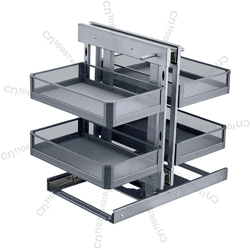 

Cabinet Corner Pull-out Basket Kitchen Tempered Glass Seasoning Basket Drawer Style Storage Rack