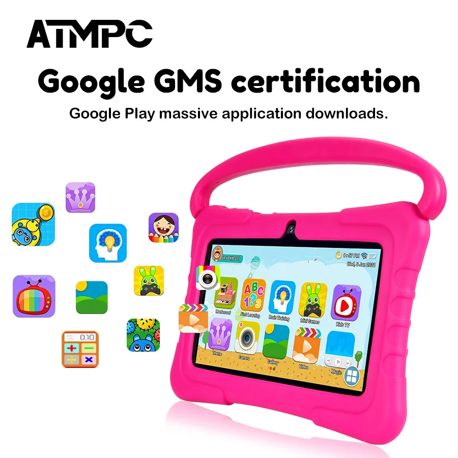 ATMPC Kids Tablet PC with iWawa Android 11 7 inch Tablet 3GB RAM+32GB ROM 2.4G WIFI Bluetooth 4.2 , Children\'s learning tablet
