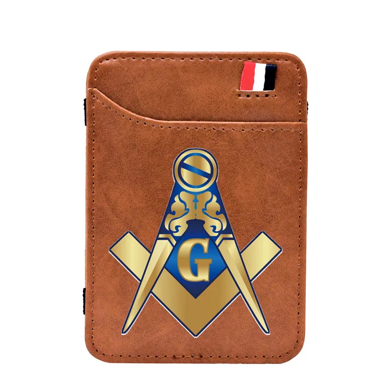 

2022 New Arrivals Masonic Logo Printing Leather Magic Wallet Classic Men Women Money Clips Card Purse Cash Holder High Quality