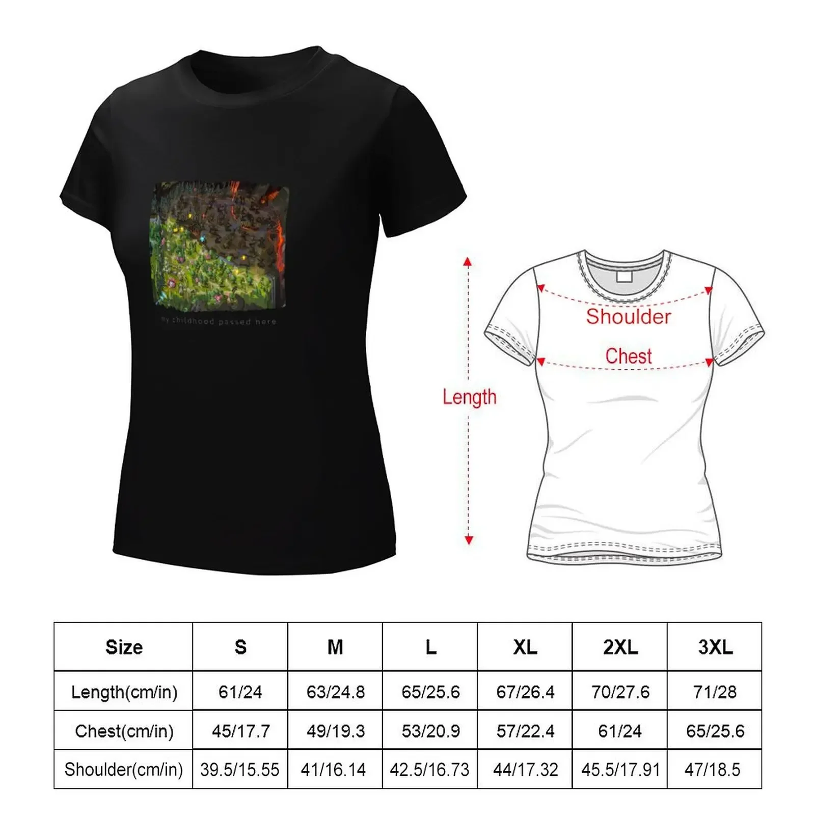 Map DOTA 2 merch mid, top, bottom line T-shirt cute tops shirts graphic tees korean Women's clothes