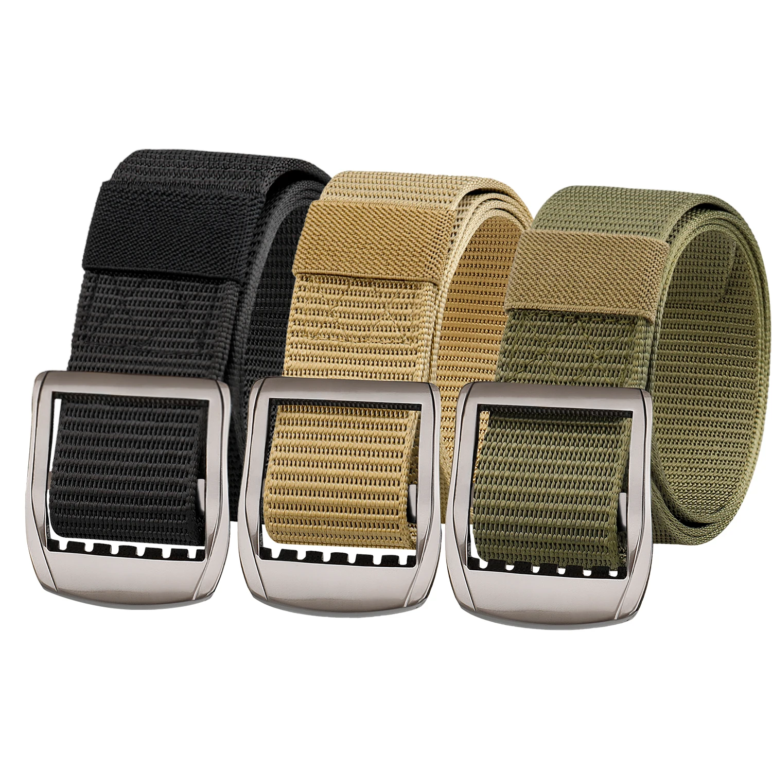 Military Style Heavy Duty Belt, Webbing EDC Quick-Release Buckle，Nylon Web Tactical Belt with Automatic Buckle