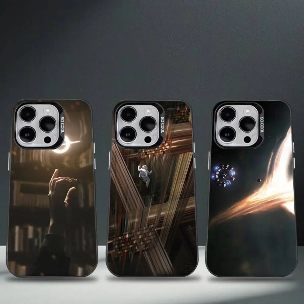 F-Film I-Interstellar映画 iPhone 17、16、15、14、13、12、11、Pro、Max、Plus、E、Air、Mini用 ブラックTPUカバー