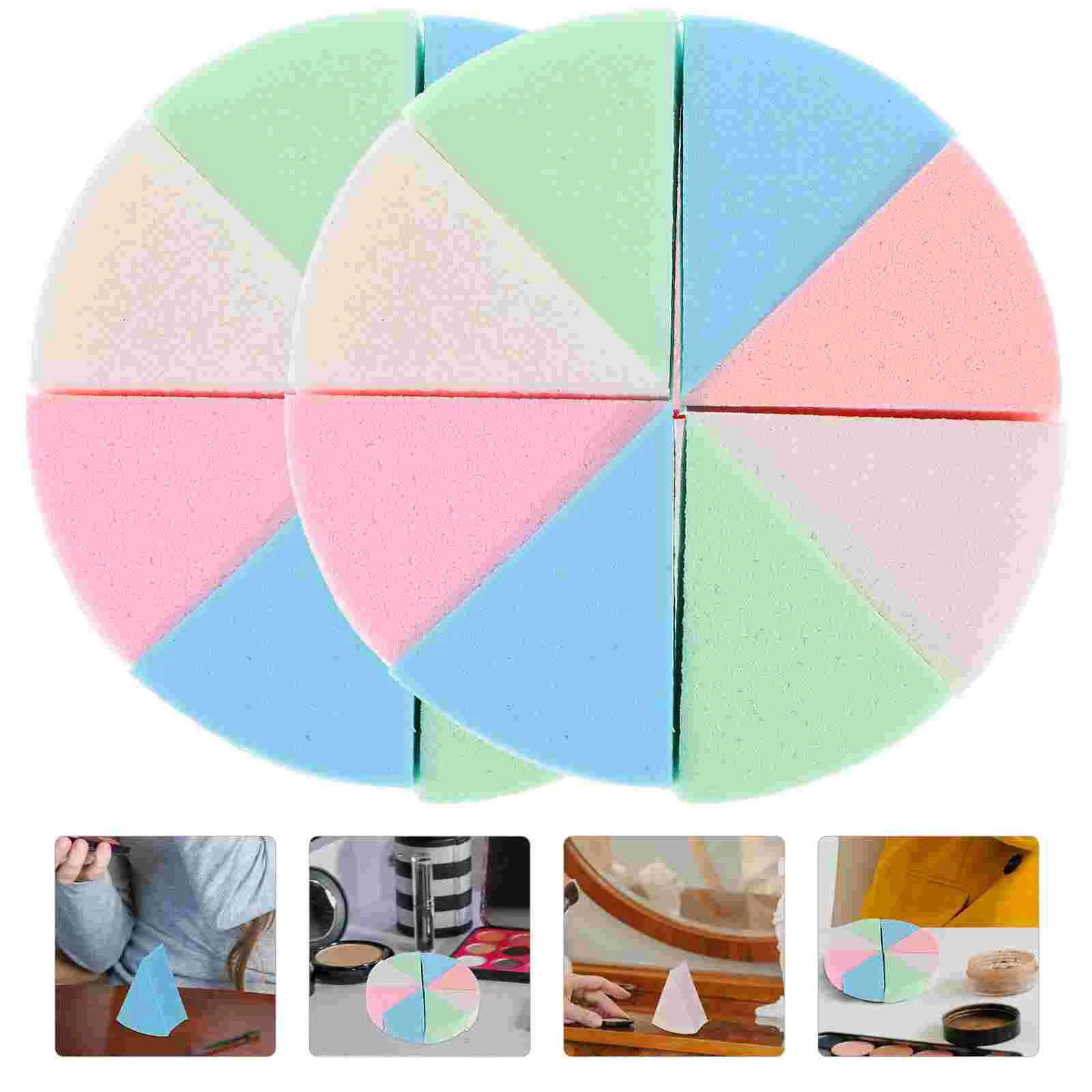 2 Sets Makeup Powder Puff Triangular Sponge Pads Triangle White Wedge Blender Miss