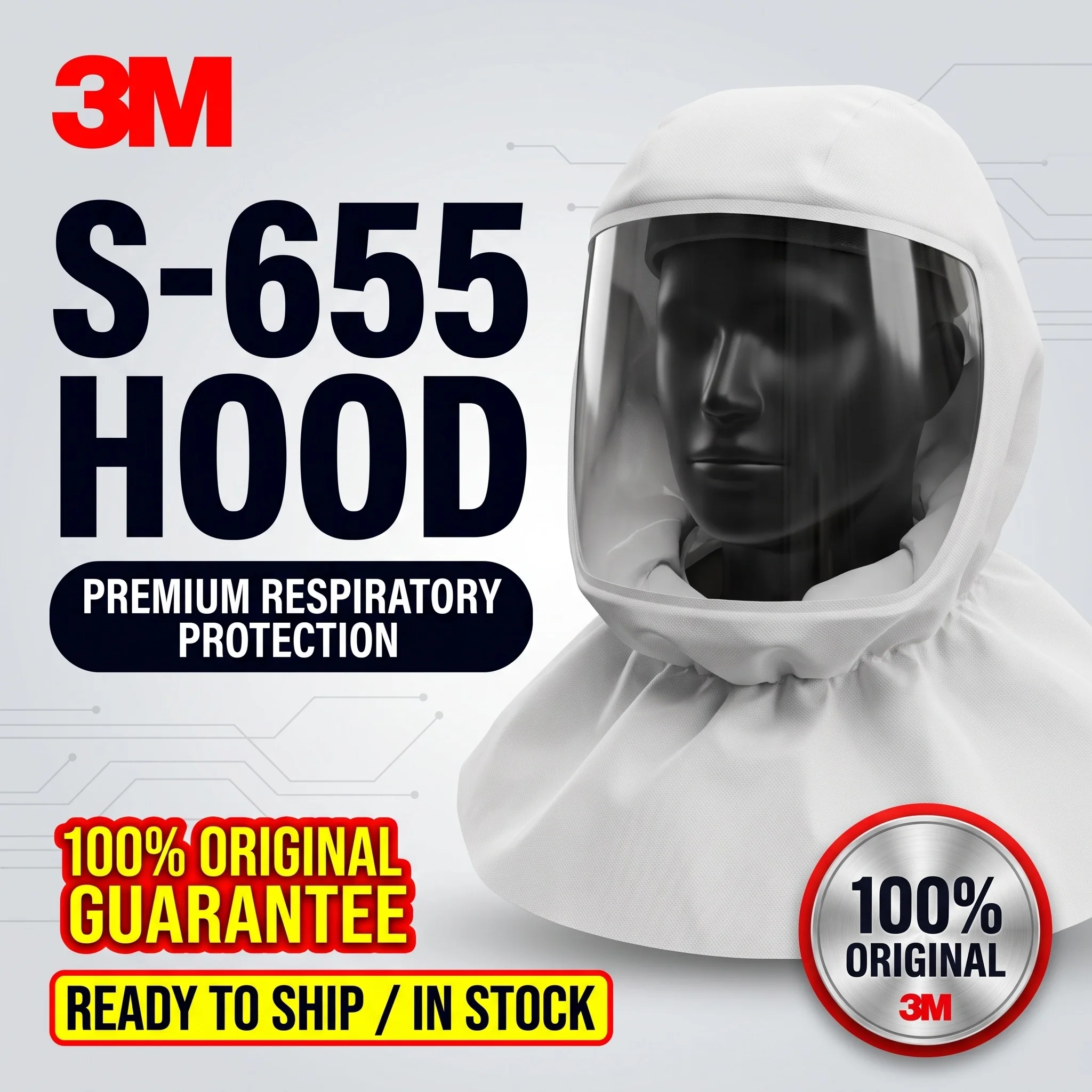 3M S-655 Hood Premium Respiratory Protection Replacement for Versaflo PAPR System TR-300 TR-600 TR-800 Air Supplied Headtop
