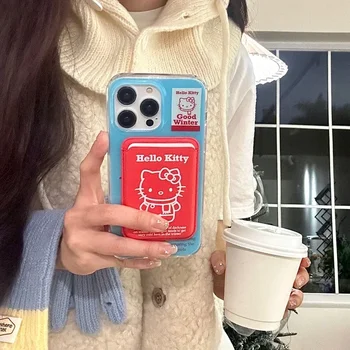 Cute Cartoon Sanrio Hello Kitty Magnetic Wallet Magsafe Wireless Charge Phone Case For iPhone 16 15 14 13 12 11 Pro Max  Cover
