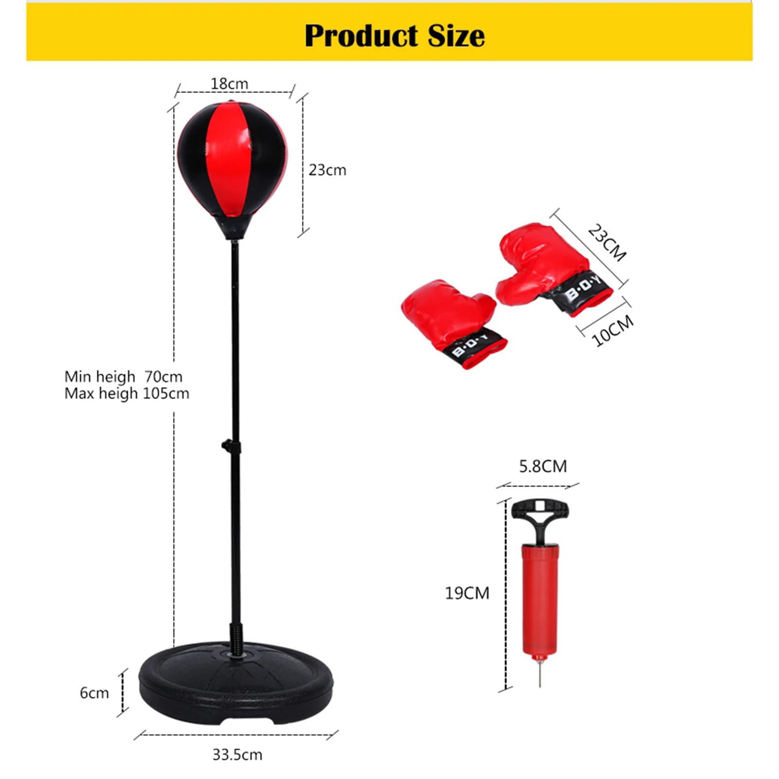ارتفاع قابل للتعديل للأطفال اللكم الكرة حقيبة سرعة الملاكمة الرياضية مجموعة لعبة القتال مع قفازات الأطفال الملاكمة مجموعة