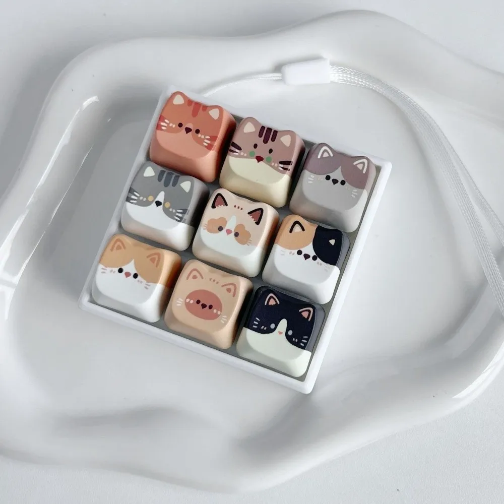 Cat Fidget Keycap Keychain Reduction Calming Mechanical Finger Button Keyring Creative Finger-Tip Pressing Keyboard Fidget