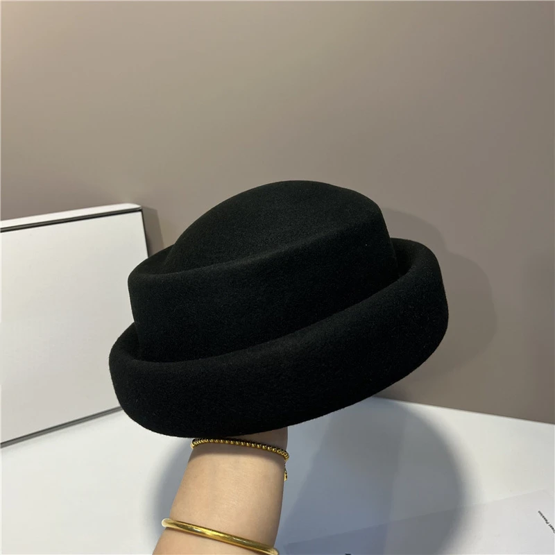 100% Australian Wool Vintage Fashion Fedora Hat For Women Ladies French Elegant Berets Designer Bucket Hat