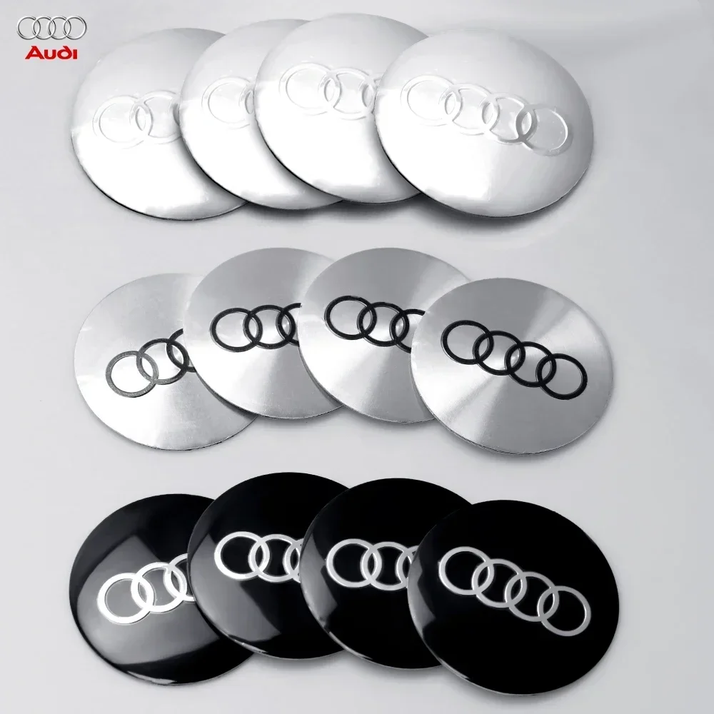 4pcs 56mm Wheel Hub Caps Sticker Car Emblem Badge Decoration for AUDI S RS A3 A4 B8 8P 8V A6 C7 A5 Q5 B7 B6 B9 Q7 A1 A7