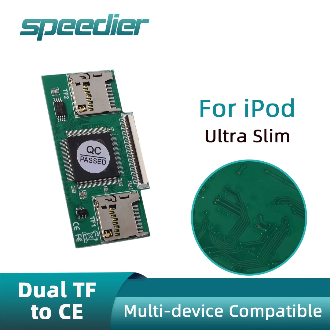 New Ultra-thin Model Dual TF (Micro SD) To CE ZIF Adapter Converter for IPod Video Classic Industrial PC DVR NVR IFlash Modding