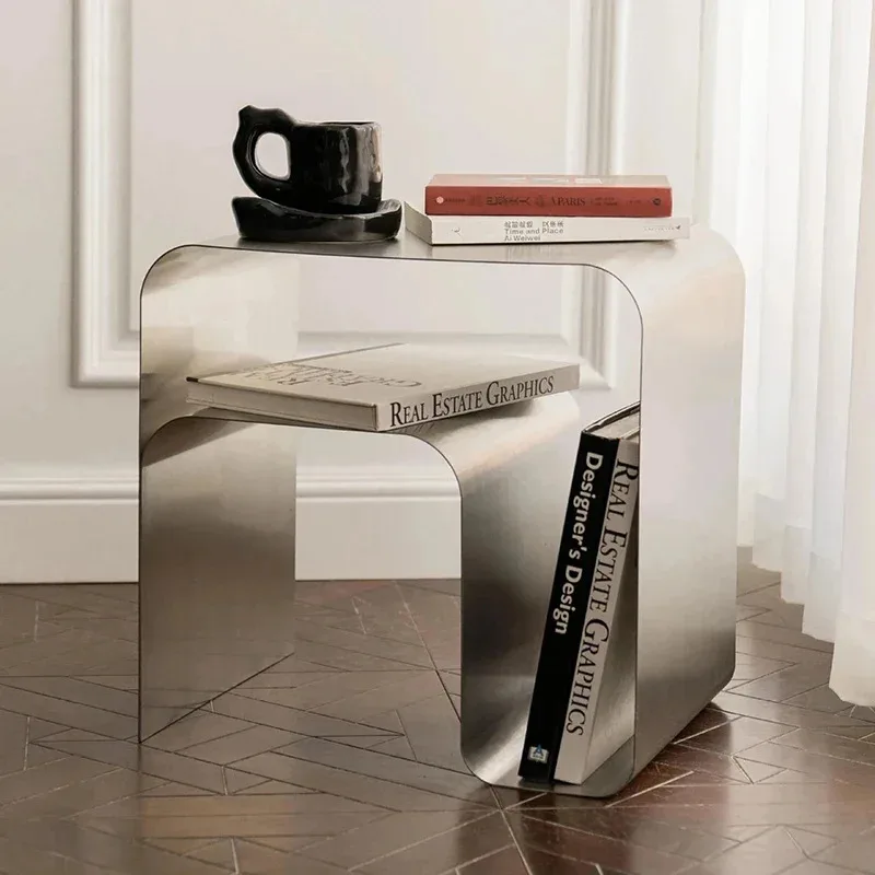 Side Table Vintage Stainless Auxiliary Metal Coffee Bauhaus Bedside Balcony Kitchen Aesthetic Mesa Centro Hall Furniture